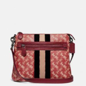 New COACH Olive Crossbody With Horse And Carriage Print And Varsity Stripe